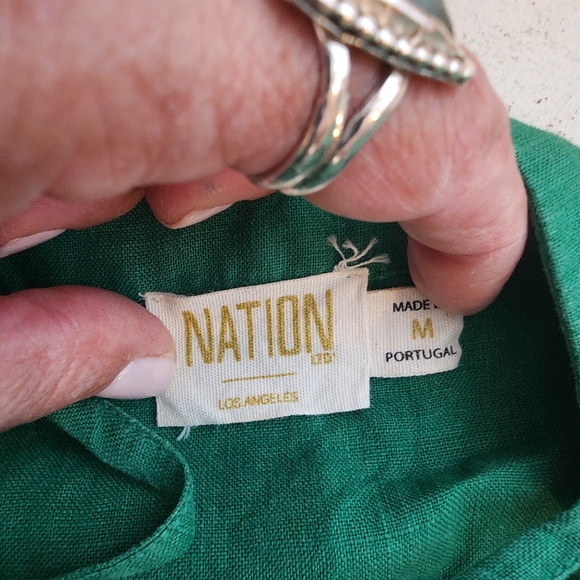 NATION LTD MIDI DRESS STRAPPY ORGANIC LINEN FRONT BUTTON SZ MEDIUM EUC - Picture 6 of 16